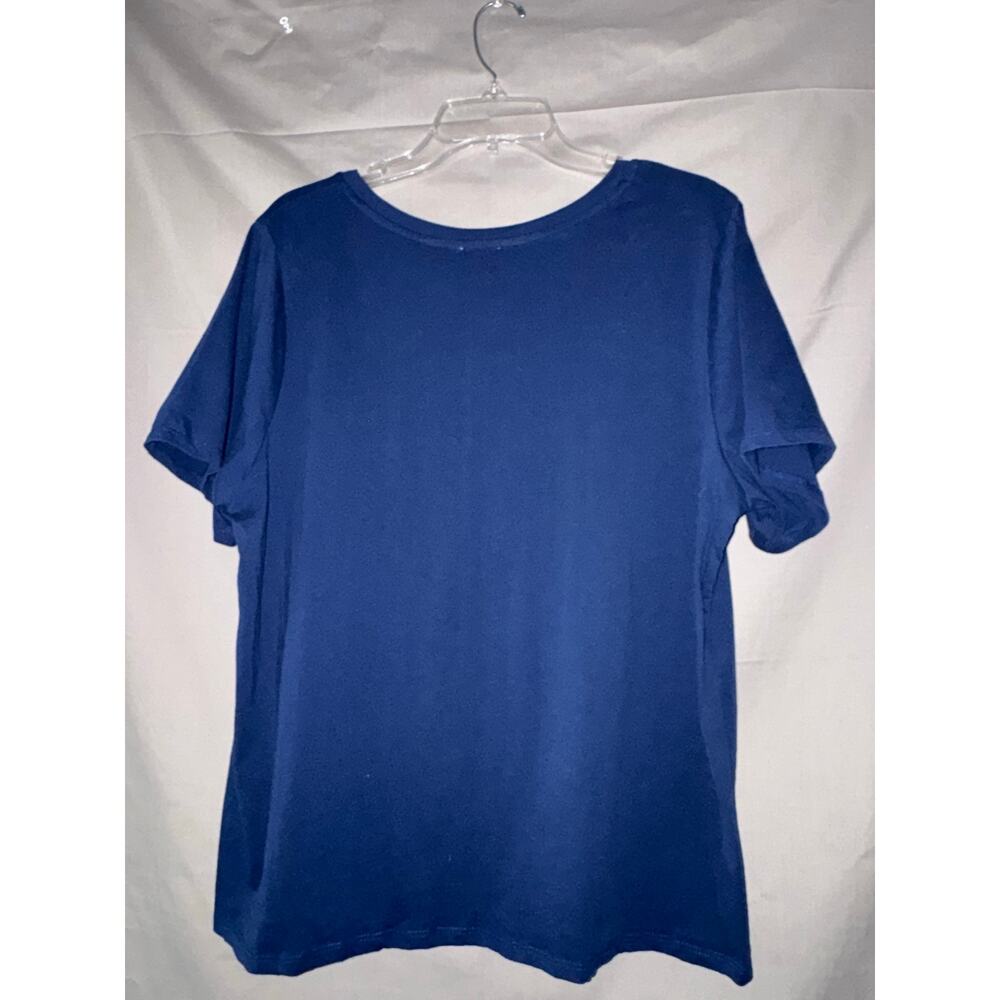 Ella Moss Women’s Joy Embroidered Blue Short Sleeve Crew Neck T-shirt, Size XXL - Picture 3 of 5